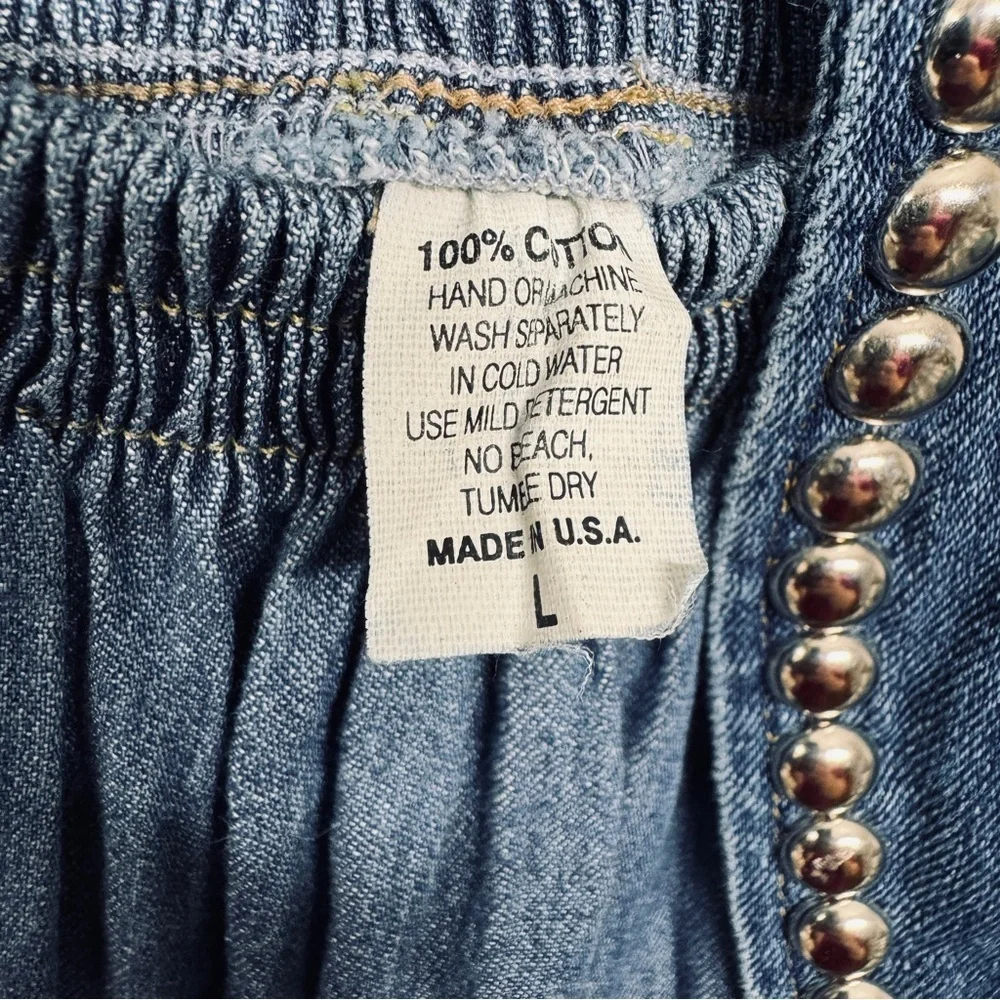 Vintage Embellished Jean Two-Piece Vest and Maxi Skirt Set